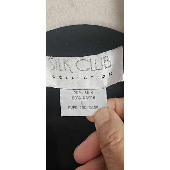 Silk Club collection silk velvet panel button front jacket woman‎ Sz L black - Picture 3 of 7